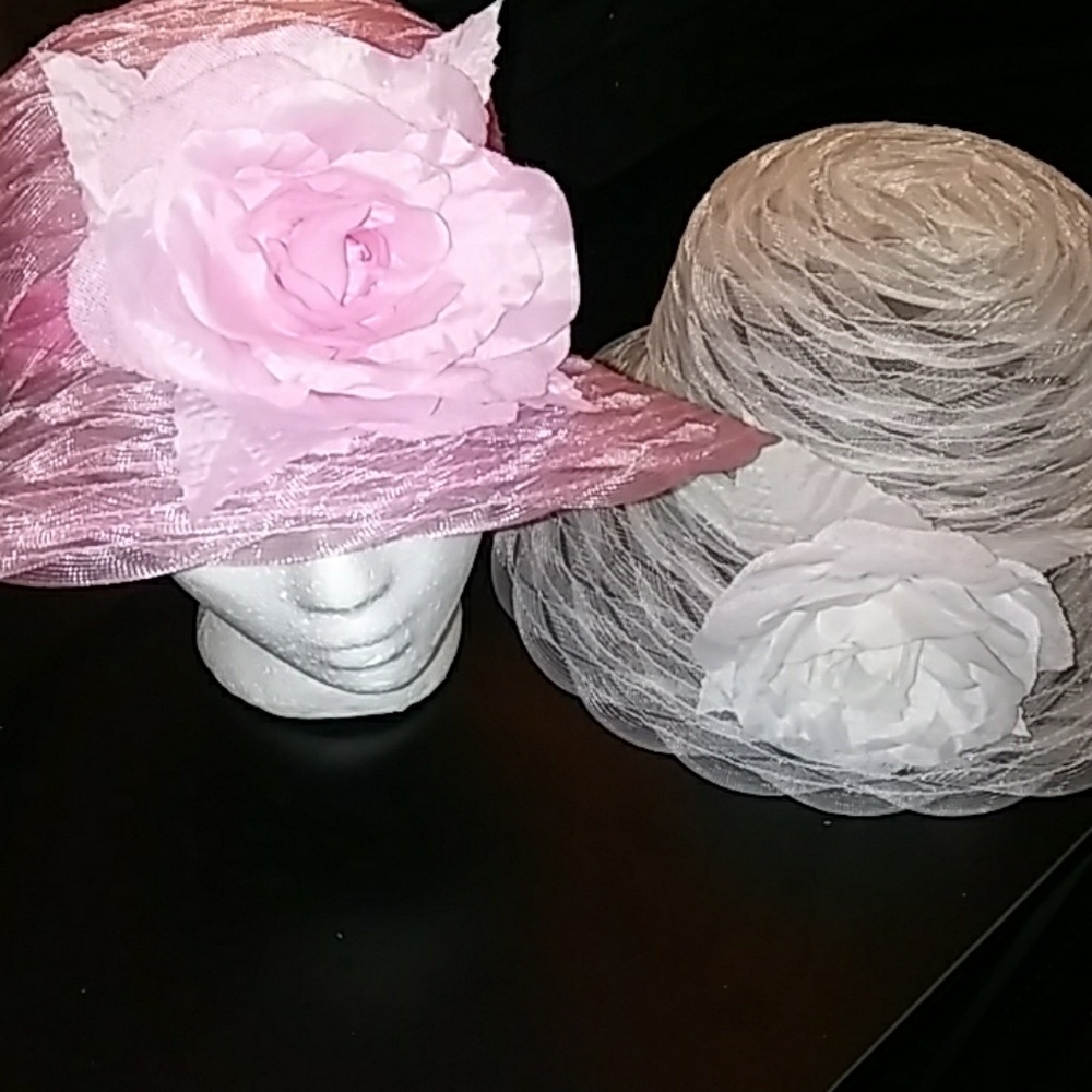 2 Tea Hats British Tea Fancy Flower Rose